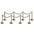 Montour Line Stanchion Post and Rope Kit Sat.Brass, 8 Crown Top 7 Gray Rope C-Kit-8-SB-CN-7-PVR-GY-PB